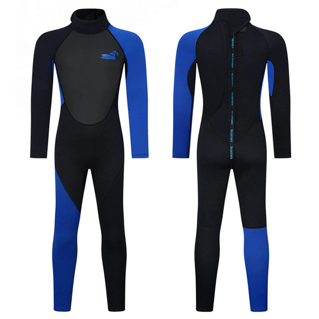 เด็กชายหญิง Full Body Wetsuit ขนาด 3 มม. Neoprene พร้อมซิปลำตัวแขนยาว สำหรับว่ายน้ำและดำน้ำดูปะการัง