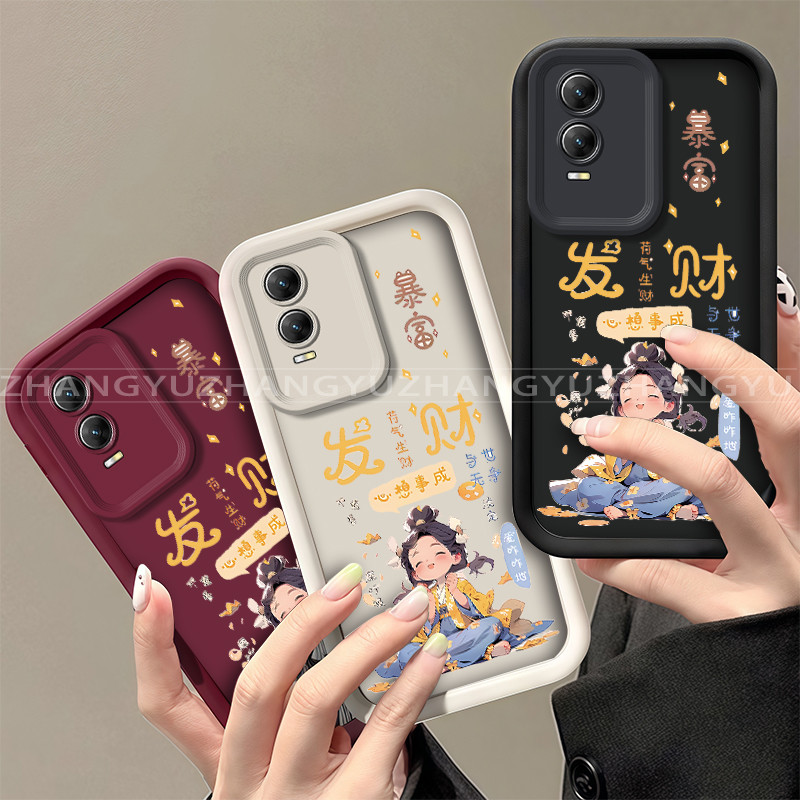 เหมาะสําหรับ VIVO Y76 Y76S Y77 4G 5G เคสโทรศัพท์ใหม่รูปแบบสาวที่อุดมไปด้วยความงามปกอ่อน JT09