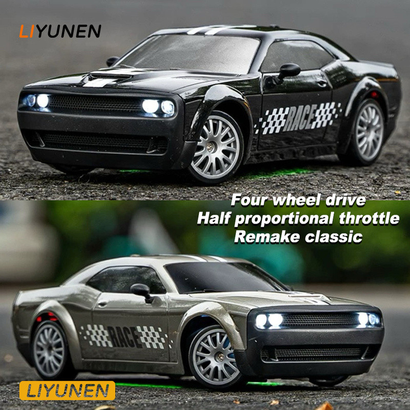 Proportional รีโมทคอนโทรล Dodge Hellcat RC Racing 911 Mustang 120 GTR คันเร่งเต็ม 4WD จําลองกีฬาของเล่น