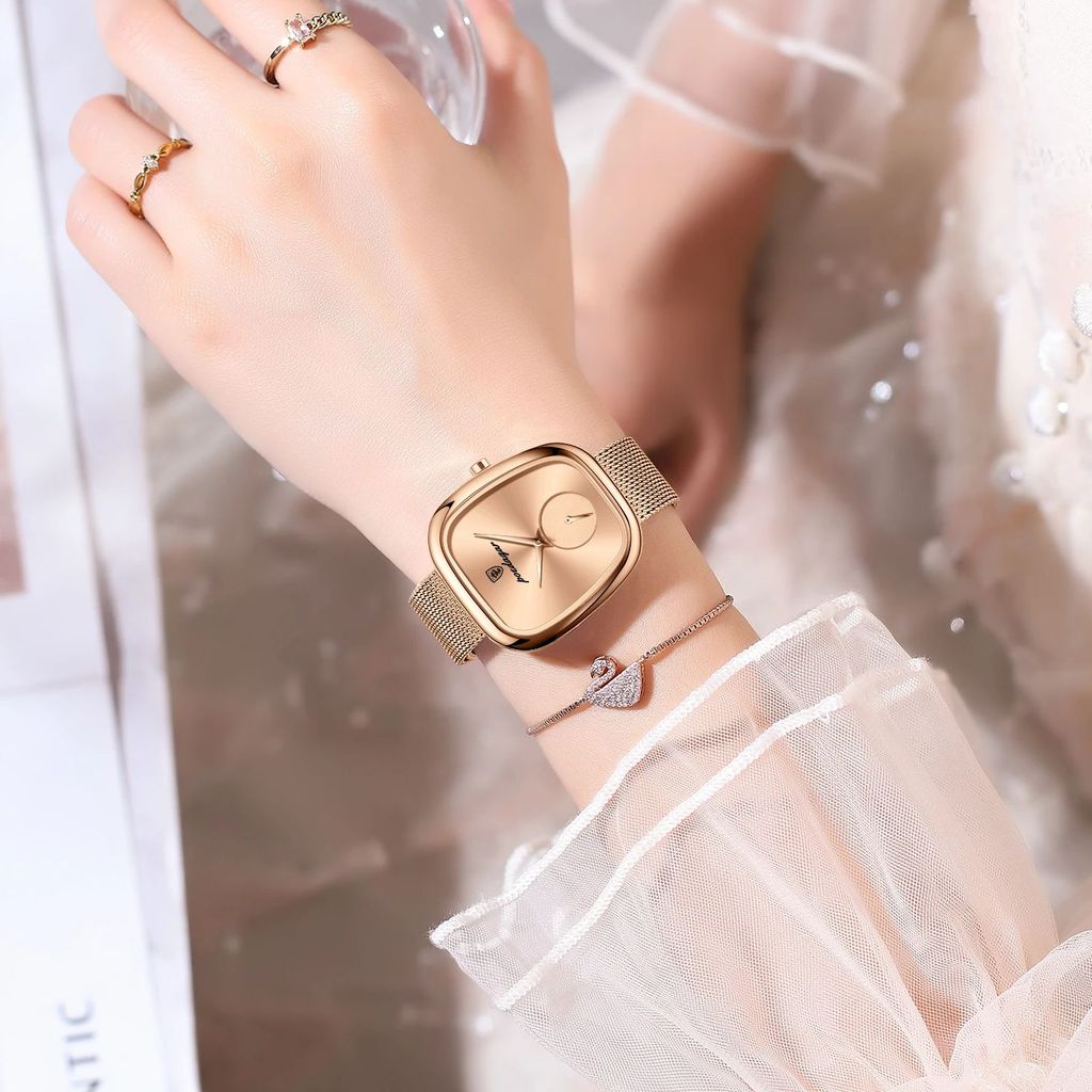 นาฬิกา โพดาการ์ ตาข่ายสแตนเลสกันน้ํา แฟชั่นและสง่างาม นาฬิกาควอตซ์ผู้หญิง - รูปที่ 2