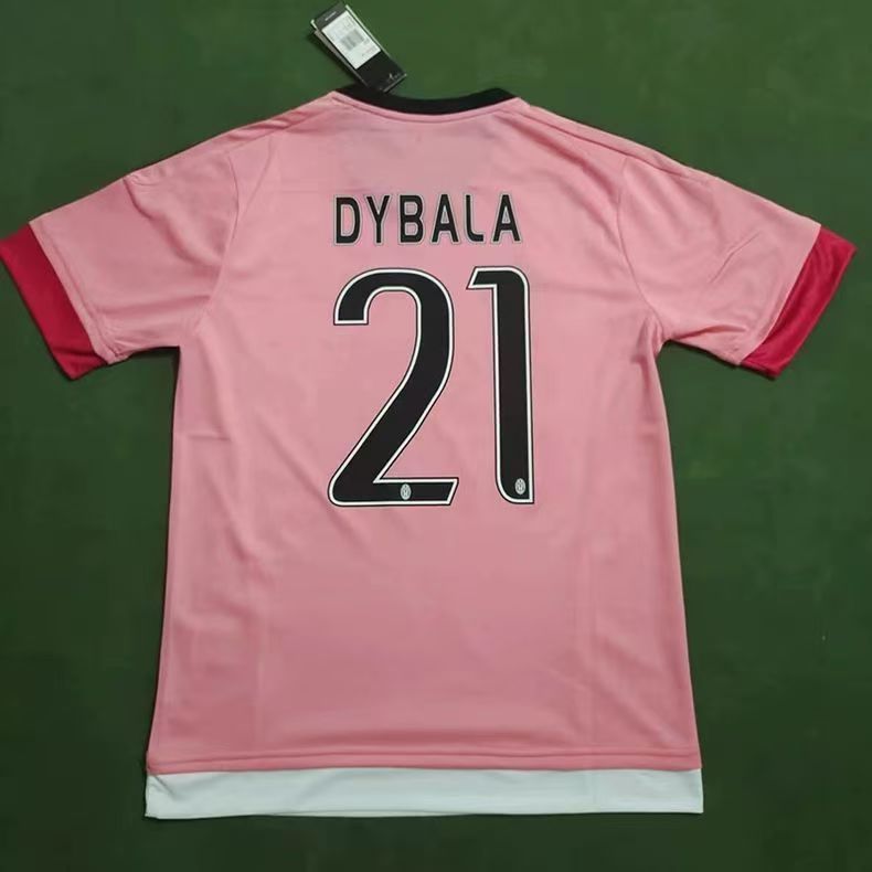 15-16 Juventus Pink Retro Football Short Sleeve Shirt S-2XL