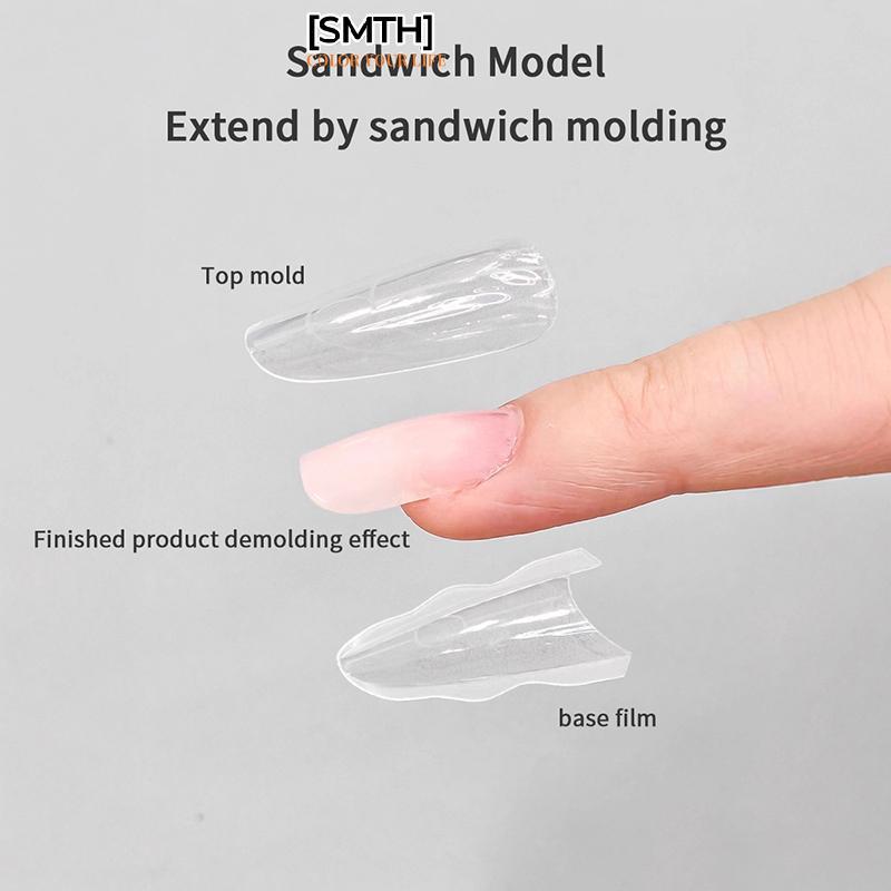 [SMTH] 180 ชิ้น/กล่องแซนวิช Dual Nail Forms 15 ขนาด Extensions-Dual Forms Coffin Almond Nail Forms S