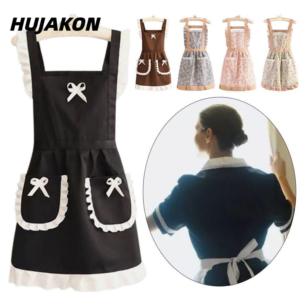 HUJAKON 1 ชิ้นผ้ากันเปื้อนญี่ปุ่น, Cross Back Baking Florist ครัวทําอาหารผ้ากันเปื้อน,พร้อมเข็มขัดงานบ้านผู้หญิงแม่บ้านชุดผ้ากันเปื้อน