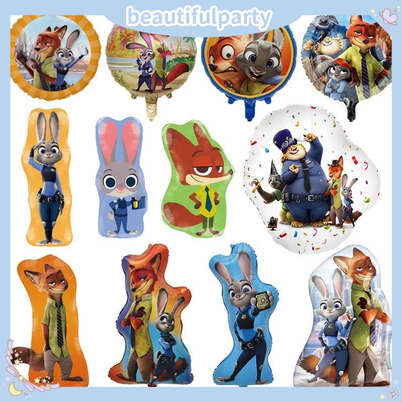 ใหม่ Crazy Zootopia Judy และ Nick ลูกโป่งฟิล์มอลูมิเนียมรูปการ์ตูนเด็กวันเกิด Party ตกแต่งบอลลูน
