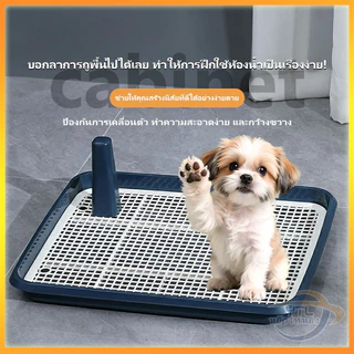 YTL🐶 ถาดรองฉี่สุนัข ห้องน้ำสุนัข ห้องน้ำหมาขอบสี่เหลี่ยม ถาดฉี่สุนัข มีเสาถอดได้ แข็งแรงตะแกรงไม่ยุบตัว