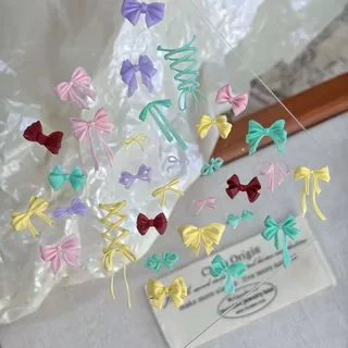 เครื่องประดับผมโบว์สีสันสดใสแม่พิมพ์แต่งเล็บน่ารักหลากหลายชุดโบว์แต่งเล็บแม่พิมพ์ซิลิโคน