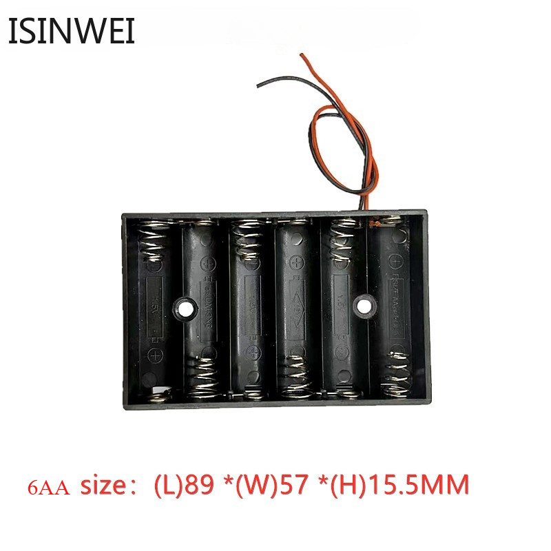 6 AA Battery Holder AA Battery Box Case AA Battery Storage Case 9V Battery Case With Line DIY