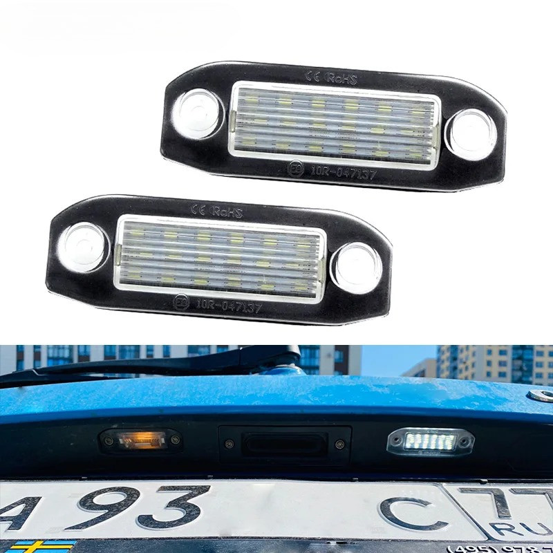 2pcs ไฟ LED สีขาวข้อผิดพลาดฟรีจํานวนป้ายทะเบียนไฟสําหรับ Volvo S80 XC90 S40 V60 XC60 S60 C70 V50 XC7