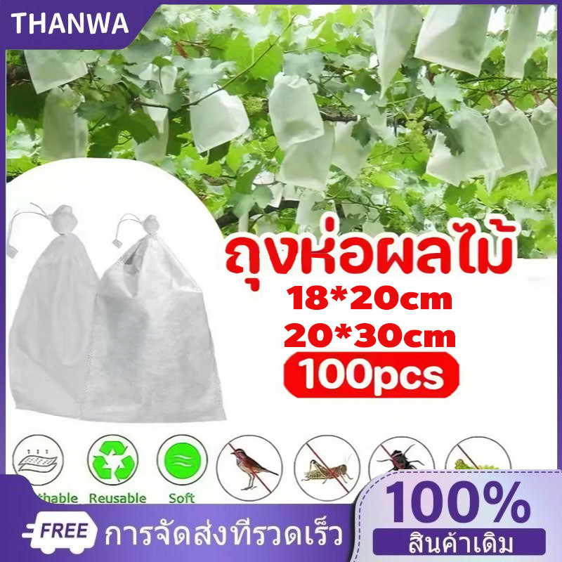 ถุงห่อผลไม้ 200 ใบ ใช้ห่อกันแมลง ถุงห่อมะม่วง แอปเปิ้ลแว็กซ์ เพลี้ย แสงแดดไม่ต้องห่ ใช้ซ้ำได้ ไม่มีไอน้ำเกาะในถุงถุงห่อ