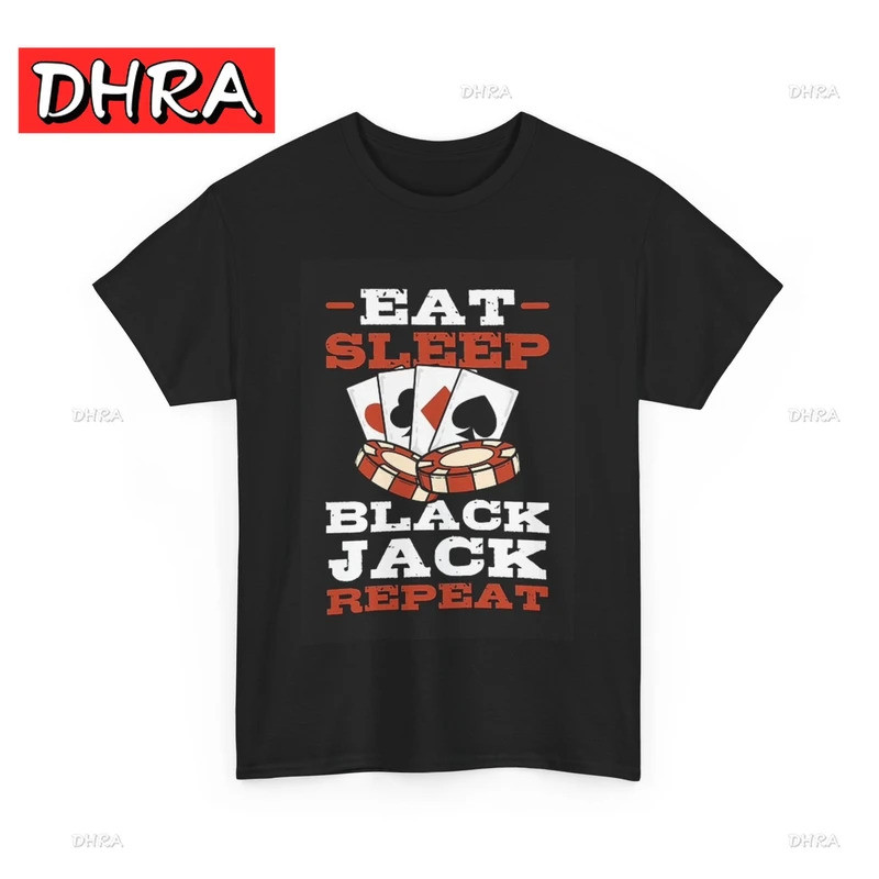 KEMEJA Eat Sleep Blackjack Test T เสื้อ Kasino Unisex ผ้าฝ้ายหนัก Tee แฟชั่นเยาวชน Casual T เสื้อศิล
