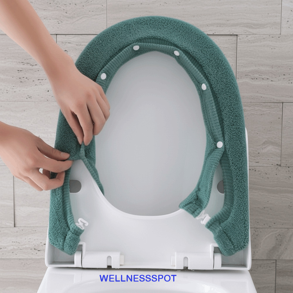 WELLNESSSPOT ฝารองนั่งชักโครก, แผ่นรองห้องน้ําปุ่มพื้นผิวหนานุ่ม, เสื่ออุ่นสบายลื่นเบาะห้องน้ําแบบใช้ซ้ําได้ห้องน้ําสี่เหลี่ยม