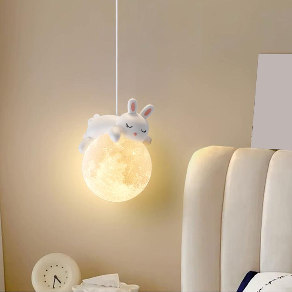 Lilishop Lilishop Aqur2020 จี้กระต่ายรูปสัตว์น่ารักโคมไฟระย้าสำหรับห้องครัวห้องนอนข้างเตียงติดตั้งง่