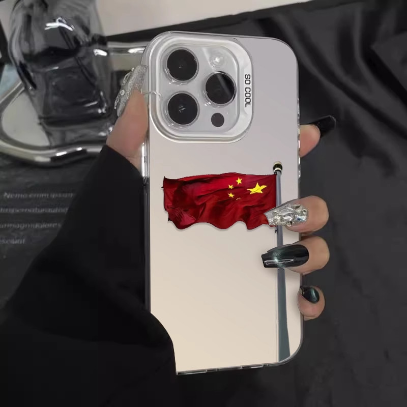 สไตล์ใหม่ธงสีแดงปุยเหมาะสําหรับ Apple 15promax เคสโทรศัพท์สไตล์ใหม่ iPhone16 เคสป้องกัน ipone14pro ค