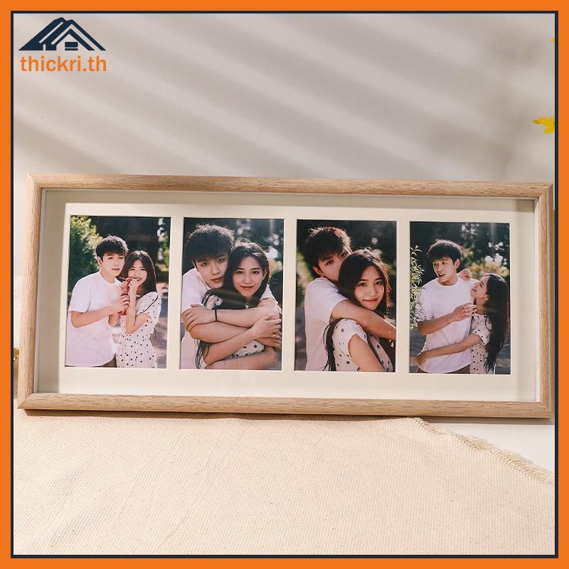 TT 8x20 กรอบรูปไม้ - กรอบรูป 8x20 พร้อมแสดงเสื่อ 4 ชิ้น 4x6 รูปภาพ, กรอบรูป 4x6 ไม้ PL