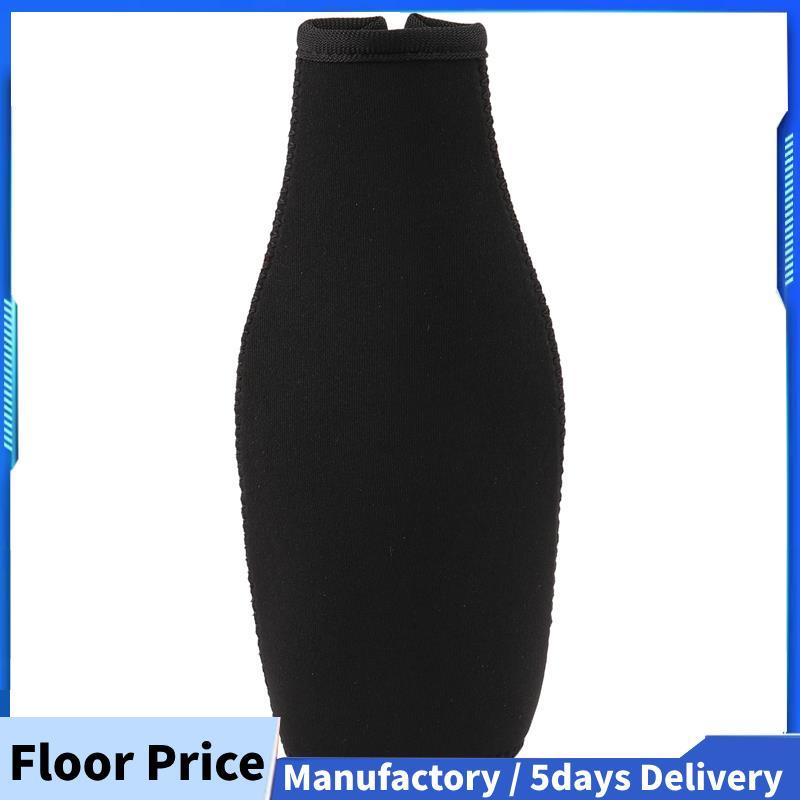 6 แพ็คขวดเบียร์ Cooler Sleeves Keep Drink Cold Zip-Up Neoprene ฉนวนแขนสีดํา