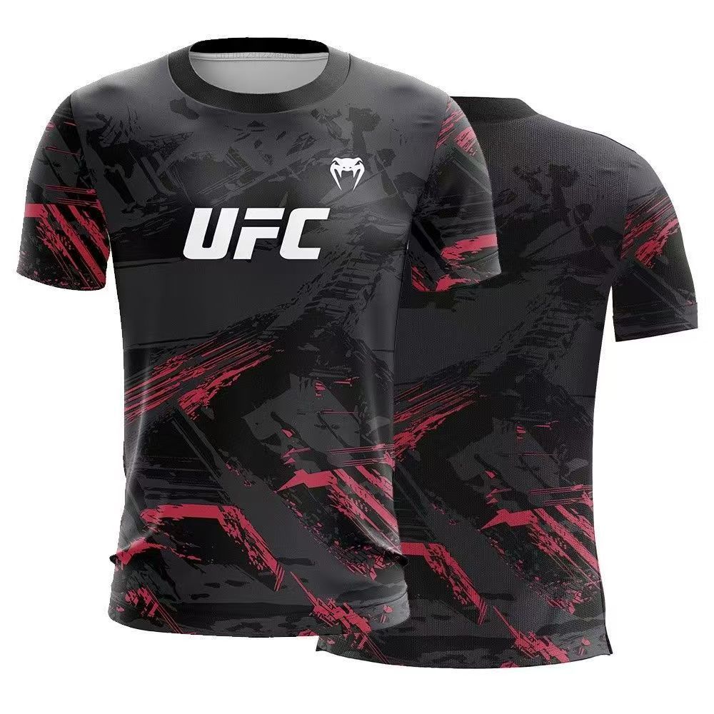 เสื้อยืดผู้ชายแบบโอ-คอดีไซน์สำหรับมวย UFC ออกแบบมาเพื่อการแข่งขัน แห้งไวและระบายอากาศได้ดี