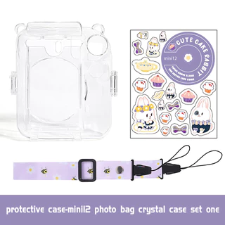 For Mini 11 Case Mini 12 ชุดเคสป้องกันกล้อง 3 in 1 ประกอบด้วย สายคล้อง เชือก สติกเกอร์ และเคสใส กันกระแทกและทนทาน