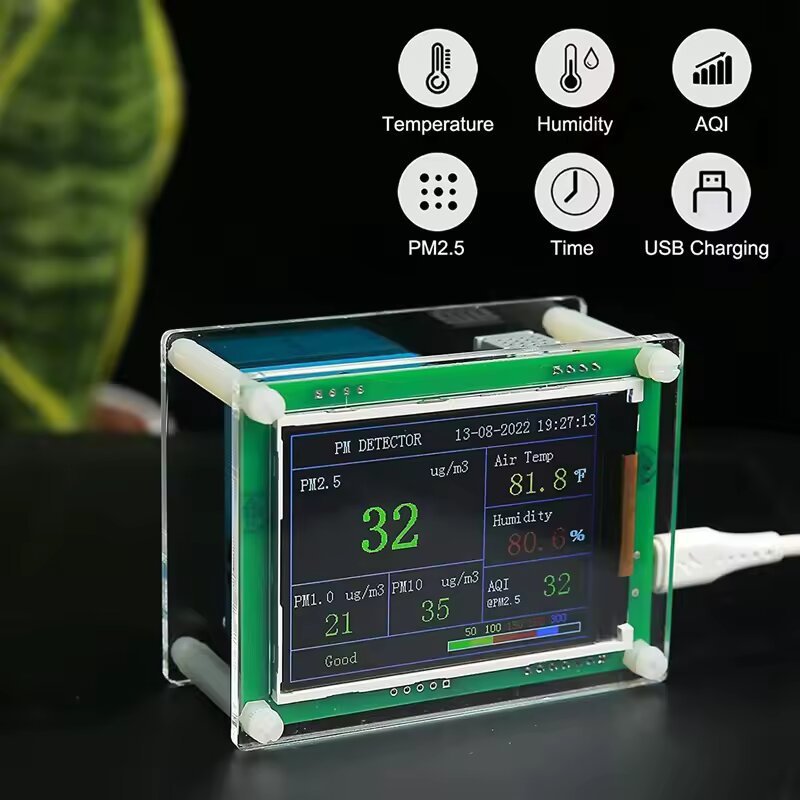 เครื่องตรวจวัดคุณภาพอากาศภายในอาคาร PM 2.5 เซ็นเซอร์ตรวจวัดคุณภาพอากาศ PM2.5, PM1.0, PM10
