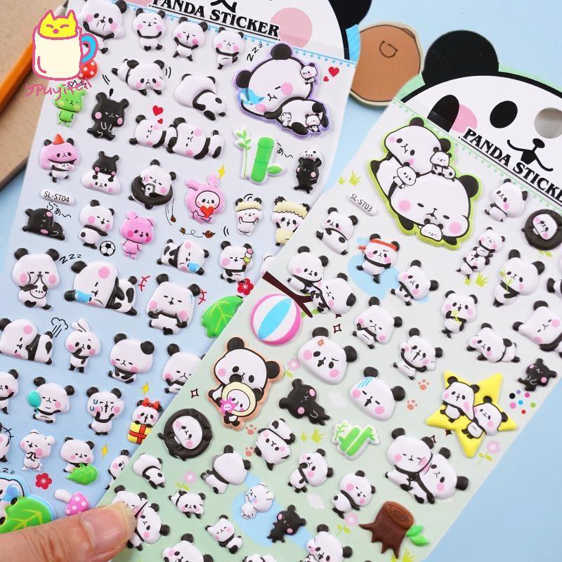 [YPU] 1 แผ่น Scrapbooking Dior Journal เครื่องเขียน Decals Kawaii 3D Puffy Panda Daily Life Stiers น