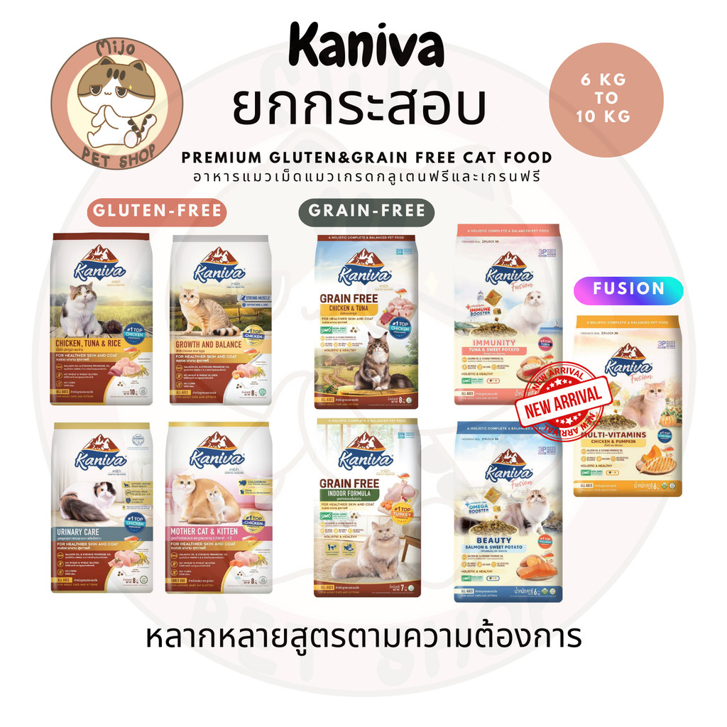 Kaniva คานิวาขนาด 6-10 กิโลกรัม ยกกระสอบ (ขนาดขึ้นอยู่กับสูตร) อาหารแมว Premium Gluten-free