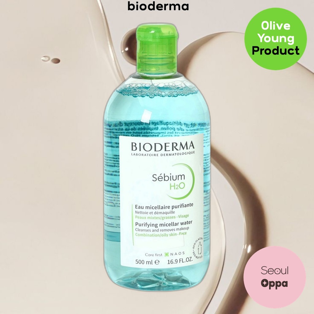 [bioderma] Sebium H2O Purifying Micellar Water, 500ml, 1pc / Korean Cleanser Water / Makeup Remover 