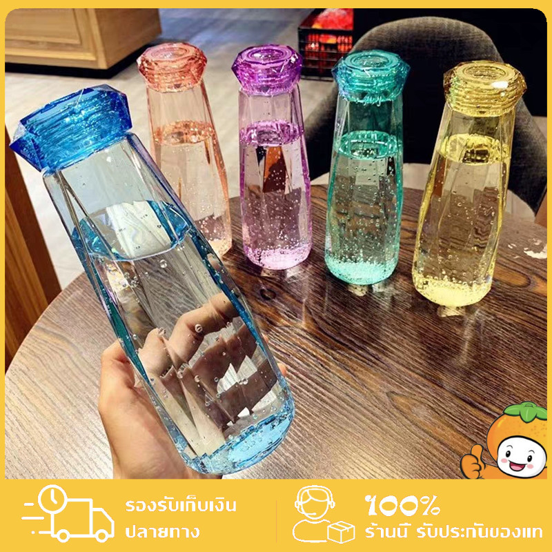 Creative Diamond glass cup personality trend water cup portable water bottle ของขวัญสุดหวาน ถ้วยแก้วเพชร