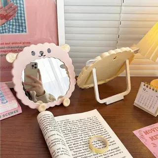 กระจกตั้งโต๊ะมินิมอล กระจกแต่งหน้า รุ่นแพนกวิน/แกะ ขนาด 12x13 ซม. 3 สีเลือกได้ แขวนผนัง วางมือถือได้