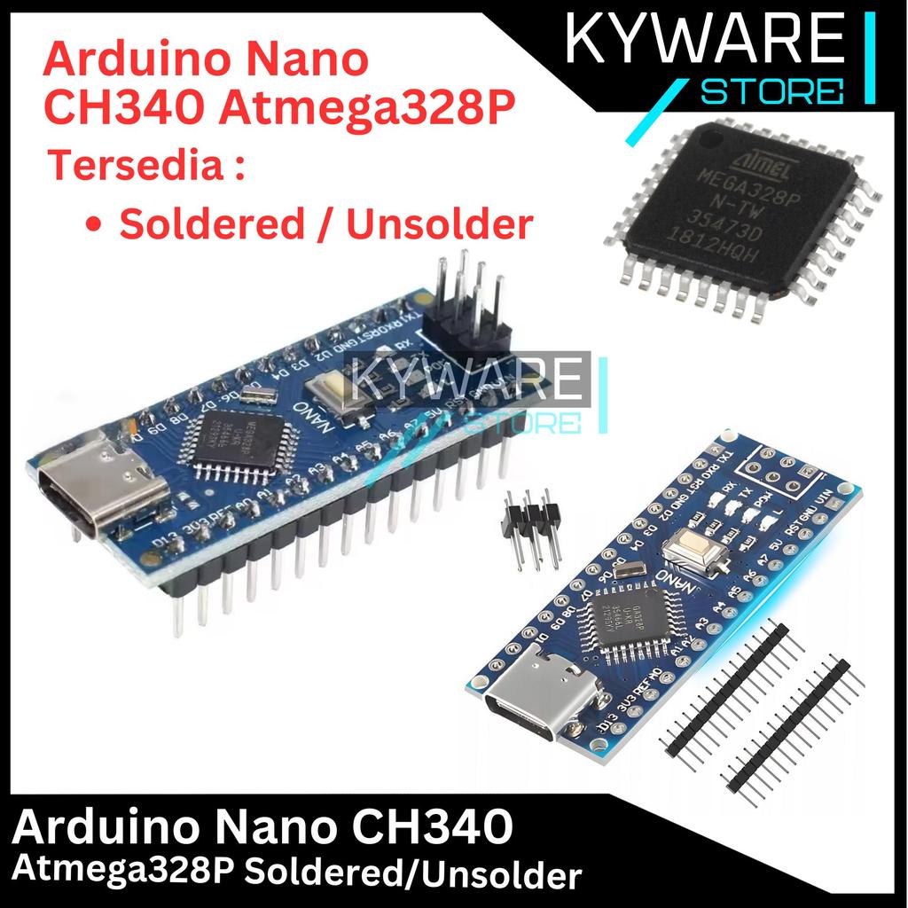 KYWARE Arduino Nano V3 บอร์ดที่รองรับ CH340 ATMEGA328P Atmega 328 328P 5V Type C Solder Unsolder
