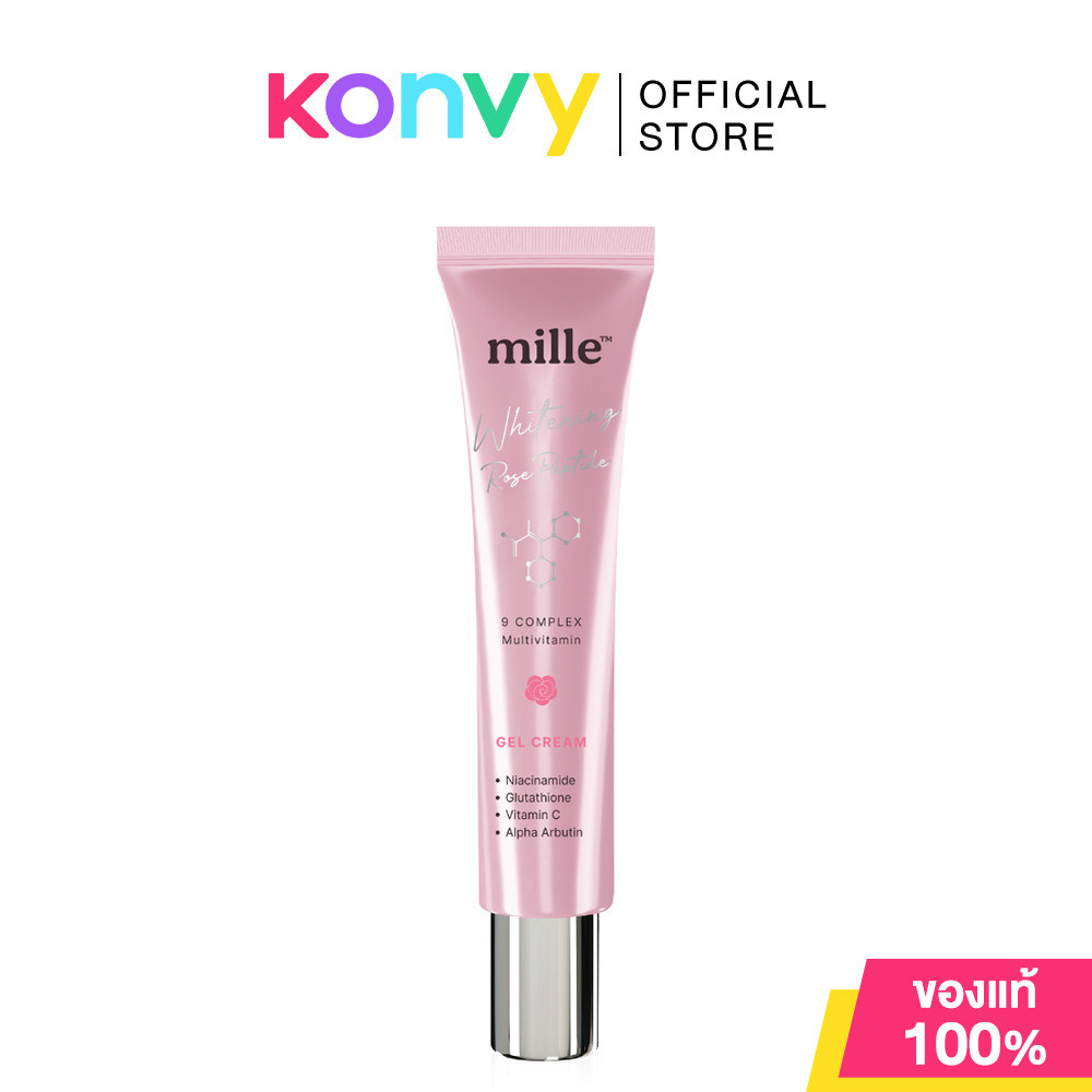 Mille Whitening Rose Peptide 9 Complex Gel Cream 25g เจลครีมล็อกความชุ่มชื้น มิลเล่ ผิวกระจ่างใส ตึงกระชับ อิ่มฟู.