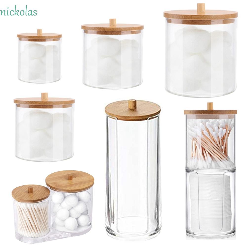 NICKOLAS Qtips ผู้ถือเครื่องสําอางอะคริลิคคอนเทนเนอร์เครื่องประดับ Candy ห้องน้ํา Jars