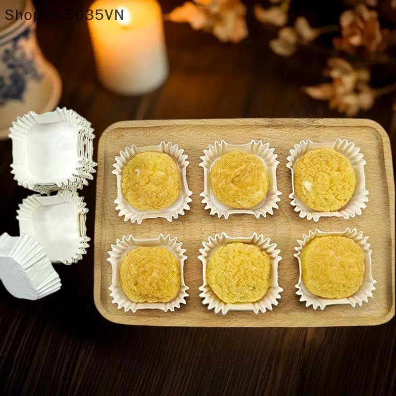 {AKIN} 100/250 ชิ้นที่ใส่กระดาษขนมไหว้พระจันทร์กระดาษสี่เหลี่ยมบราวนี่ซับขนาดกลางขนาด 45/50/55/62 มม