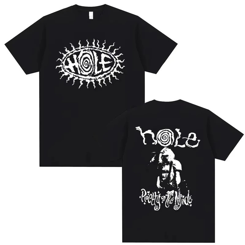 -26 Rock Band Hole Courtney Love เสื้อยืด Cetakan Dua Sisi Cantik Lelaki ผู้หญิง Kasual Jalan เสื้อย