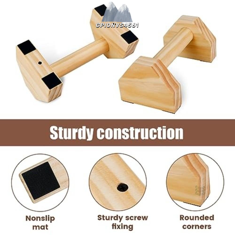 GPIONVS4561 คู่ Push Up Bars, ยาว 30 ซม.แบบพกพา Push-up Stand, อุปกรณ์ออกกําลังกายด้ามไม้ Anti-Slip 