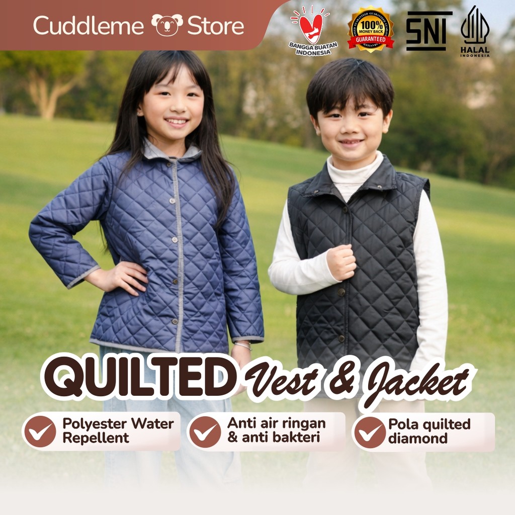 WEARME by CuddleMe Premium Childrens Jacket & Vest Set – Kids Quilted Barn Jacket Waterproof Lightwe
