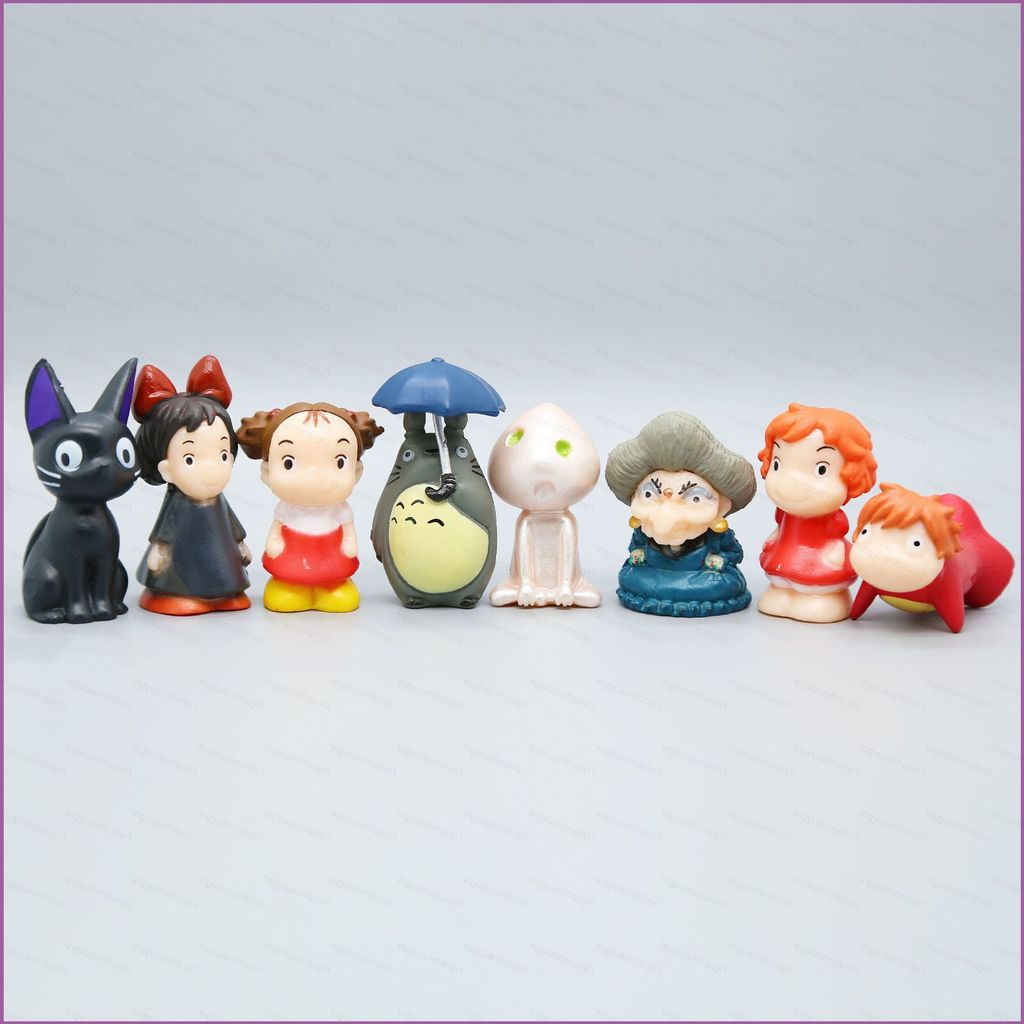 ZY1 8pcs Ponyo บน Cliff Action Figure Ponyo Totoro Zeniba Ogino Chihiro ตุ๊กตาของเล่นเครื่องประดับขอ