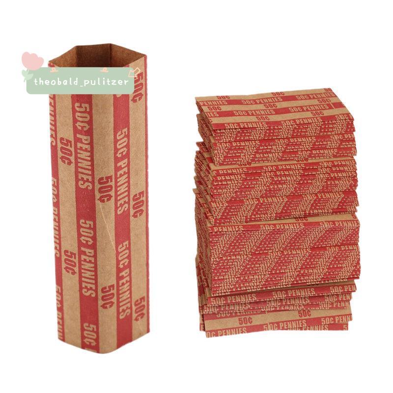 100 ชิ้น Penny Coin Wrappers As Shown Paper Penny Rolls Wrappers