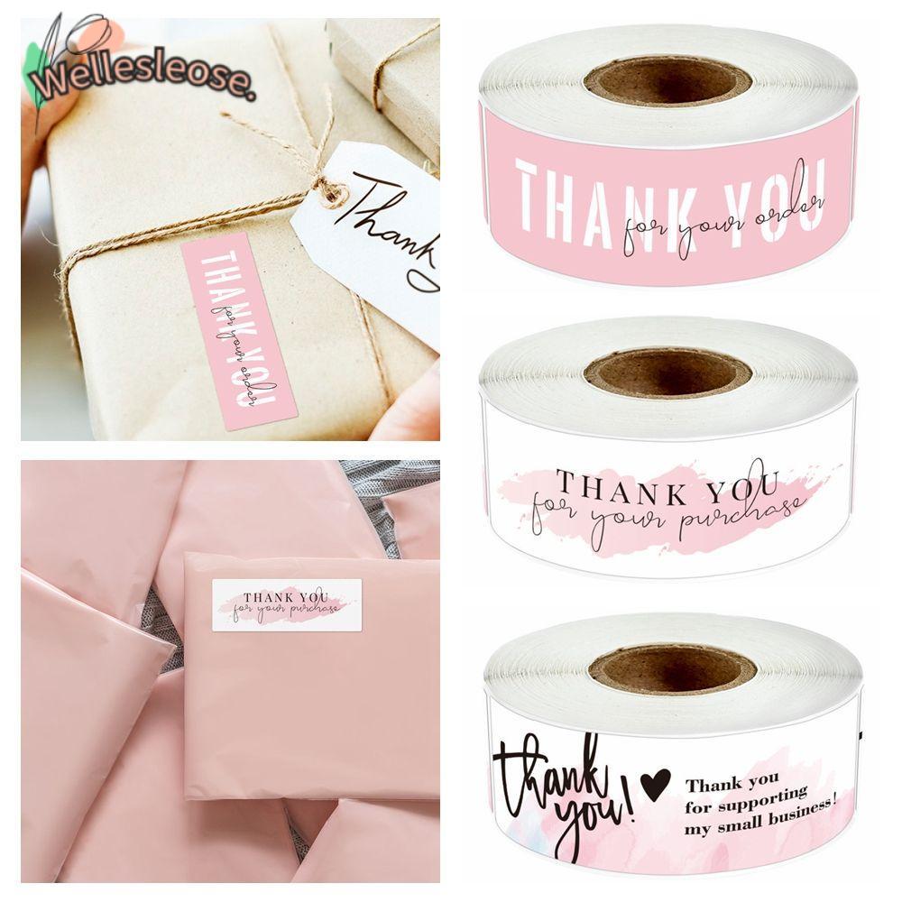 WELLE 120 ชิ้น/ม้วนสําหรับการสั่งซื้อของคุณสีชมพูห่อของขวัญสติ๊กเกอร์บรรจุภัณฑ์ธุรกิจขนาดเล็ก
