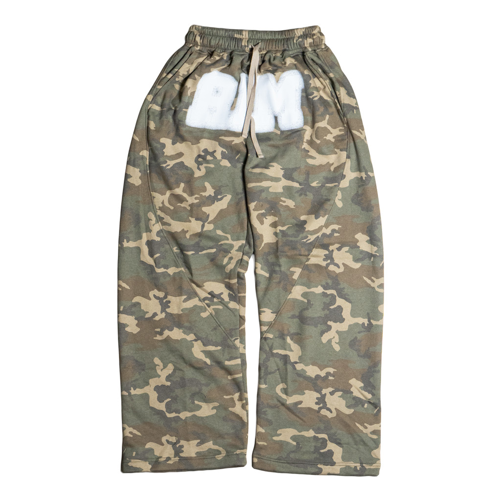 RAWRESK - RIM GREEN CAMO BAGGY SWEATPANTS FLEECE COTTON UNISEX