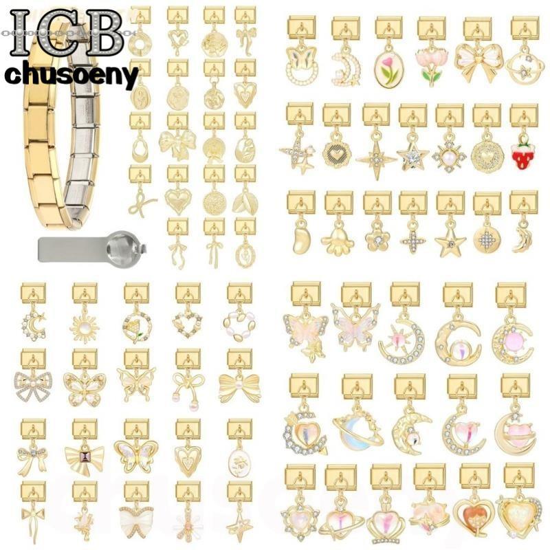ยอดนิยมจี้สีทอง Love Unicorn เพื่อนที่ดีที่สุดพ่อดอกไม้อิตาเลี่ยน Charm Links Fit 9 มม.สร้อยข้อมือสแตนเลสทําเครื่องประดับ