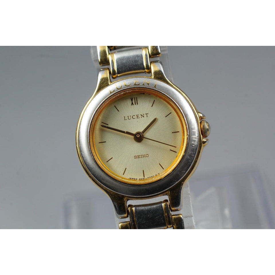 Vintage 1997 [near mint] seiko lucent 4n21-0340 gold roman 23mm qz ladies watch