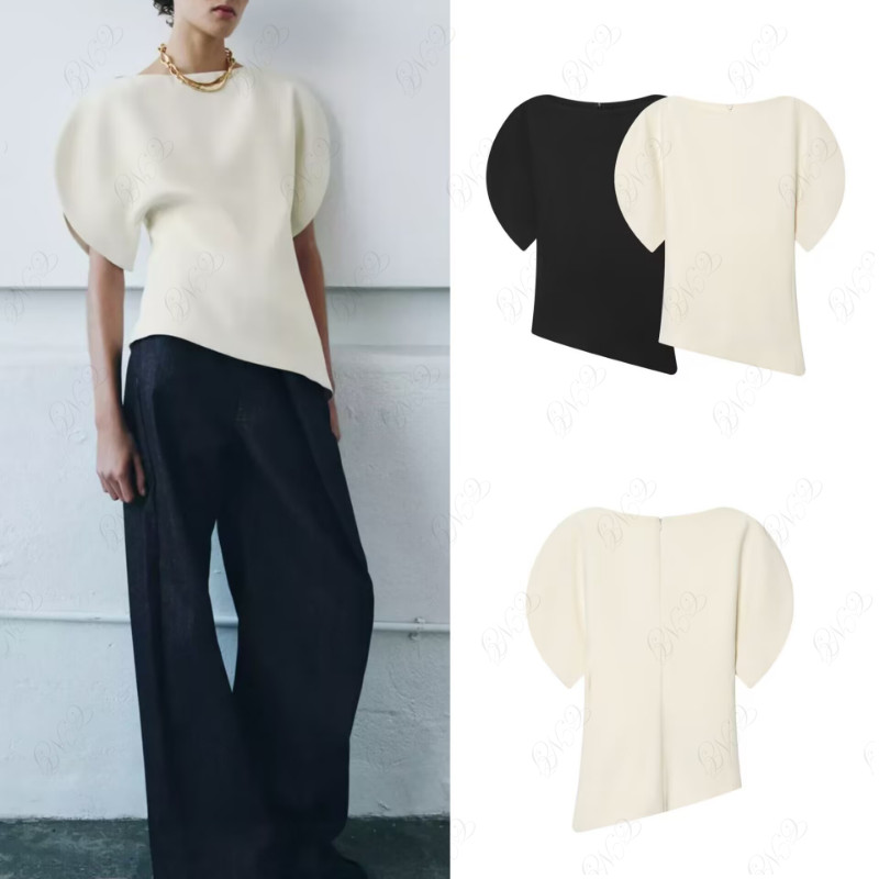 เสื้อยืดพัฟแขน สไตล์ยุโรป-อเมริกัน สำหรับฤดูหนาว รหัส1063198