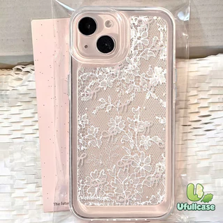 สำหรับIPhone 17 16 15 13 11 Air 12 14 Pro Max X XR 14 7 16 15 8 Plus SE เคสใส ลายดอกไม้วินเทจสีขาวฮิต