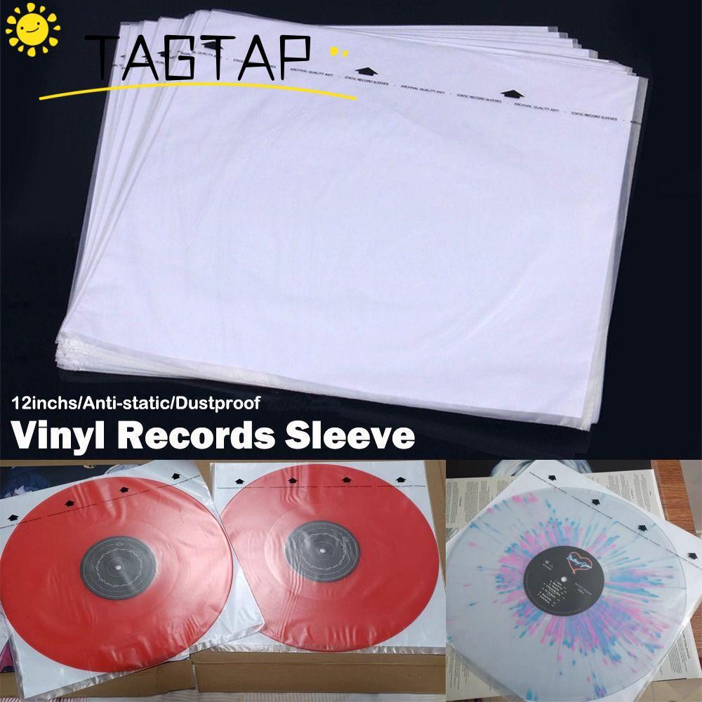 TAGTAP LP Vinyl Record Cover, Resealable White Vinyl Record Storage Bags
