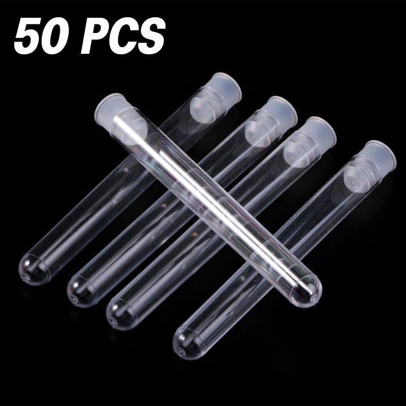 Pre-Roll พลาสติกใส หลอดทดลองพลาสติกใส พร้อมฝาปิด 12x100 มม. 50 ชิ้น/แพ็ค
