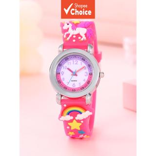 เด็กซิลิโคน 3ง สายรุ้งนาฬิกาน่ารักยูนิคอร์นควอตซ์นาฬิกาข้อมื…