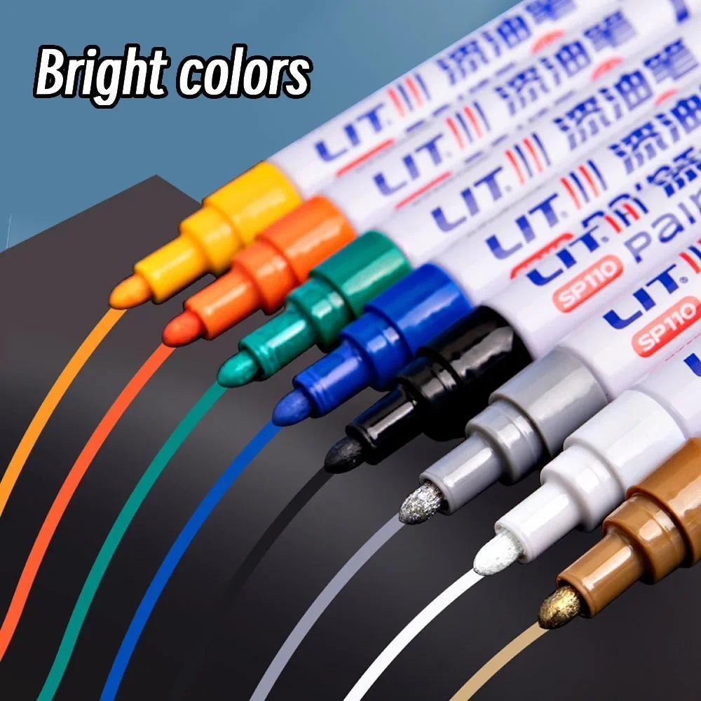 3mm 10p Colorful 8 Colors Permanent Paint Marker Waterproof White Markers tire tread rubber fabric P