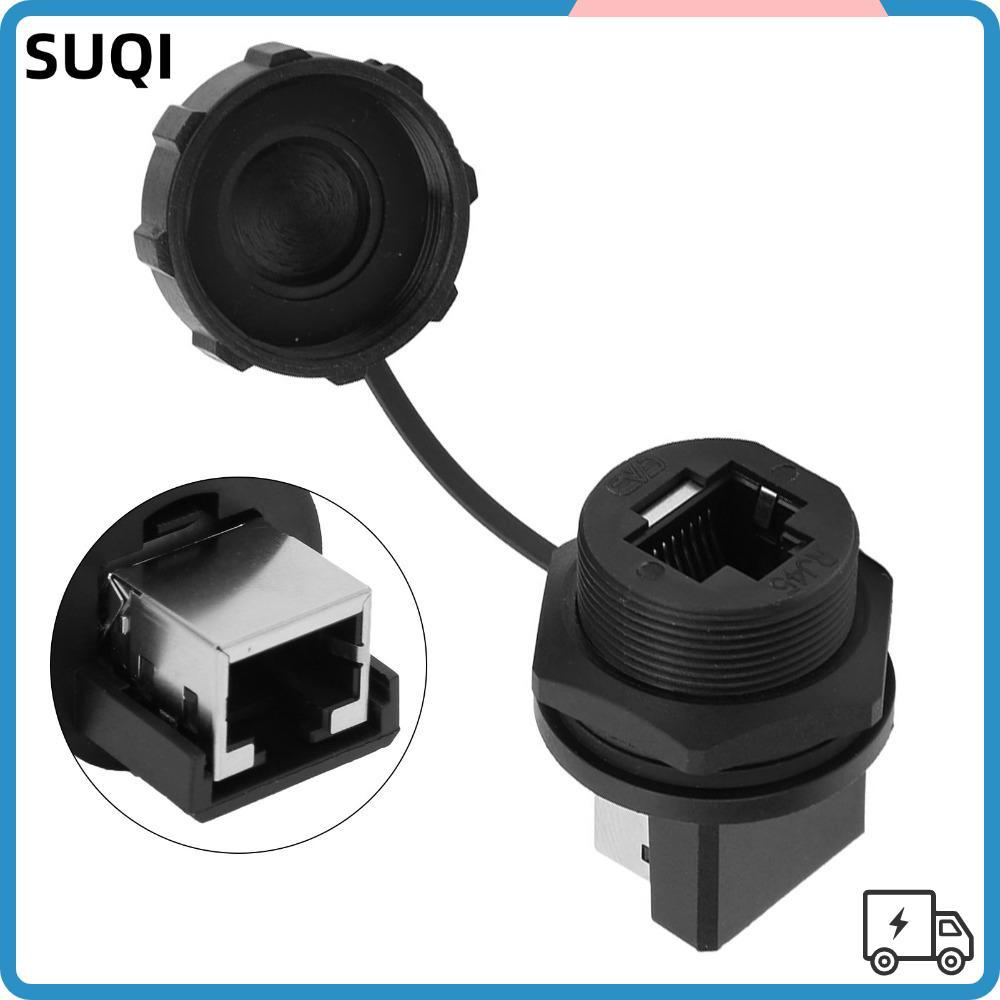 SUQI ขั้วต่อ RJ45 2 ชิ้น, RJ45-180° อะแดปเตอร์ IP67 RJ45, จอแสดงผล LED แบบแผง RJ45 กันน้ําที่ทนทาน