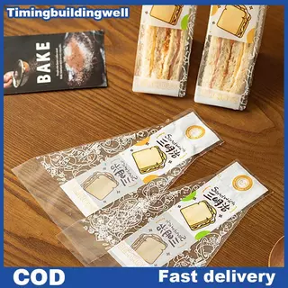 Twth 100 ชิ้นแซนวิช Wrappers พิเศษทิ้งง่ายฉีกขาดสามเหลี่ยมโปร่งใสเค้กเบเกอรี่ขนมปัง Paaging กระเป๋า QDD