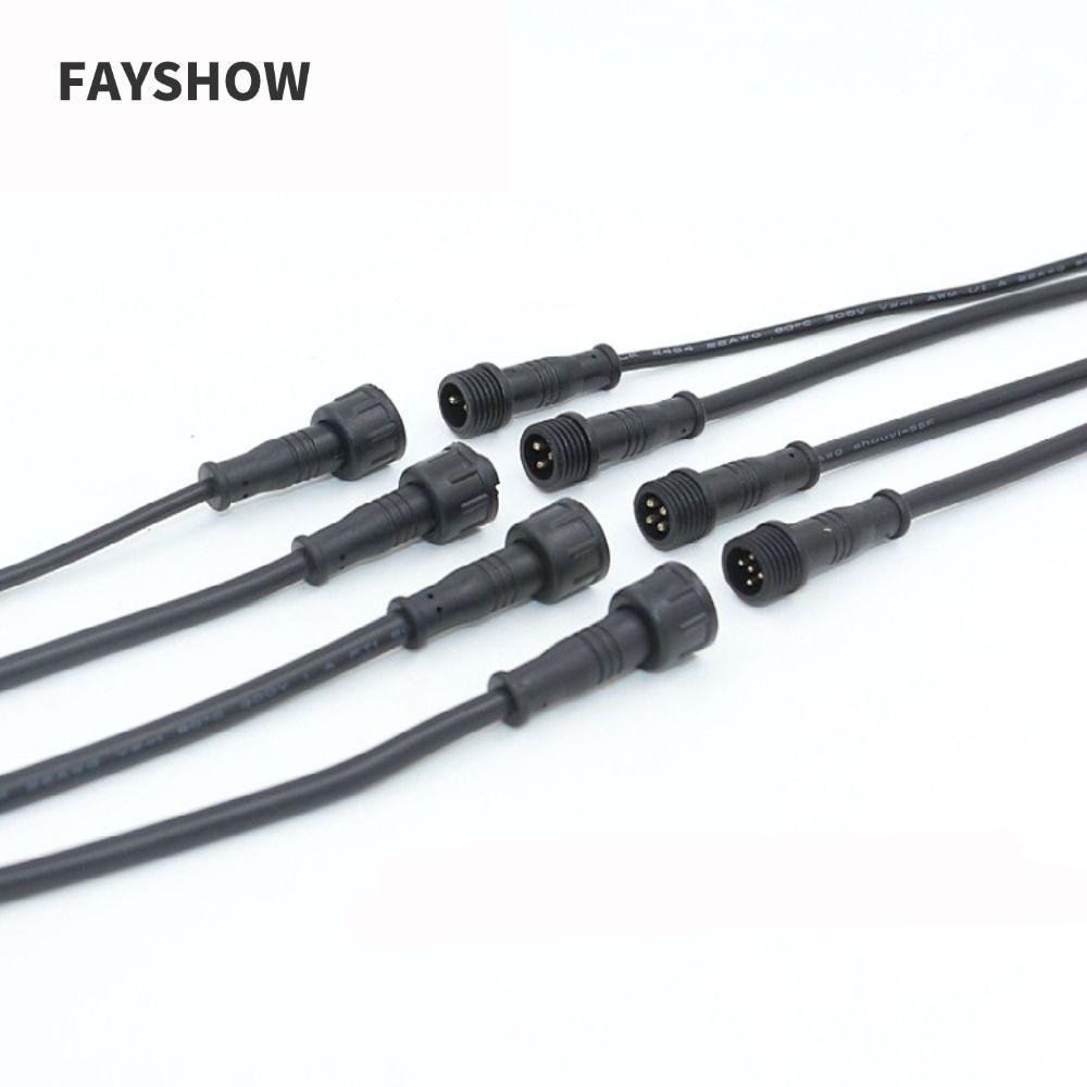 FAYSHOWTH 2Pin 3Pin 4Pin แจ็ค,สายสีดํา 20 ซม.ชายหญิง LED Connector, 2Pin 3Pin 4Pin IP67 สายไฟกันน้ํา