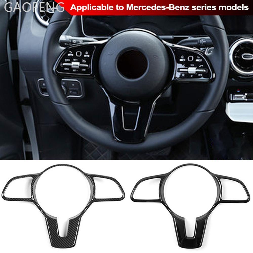 GAOFENG พวงมาลัยรถปุ่มกรอบ Trim คาร์บอนไฟเบอร์สีดําสดใสสําหรับ Mercedes Benz ABCE GLC GLA CLA GLS GL